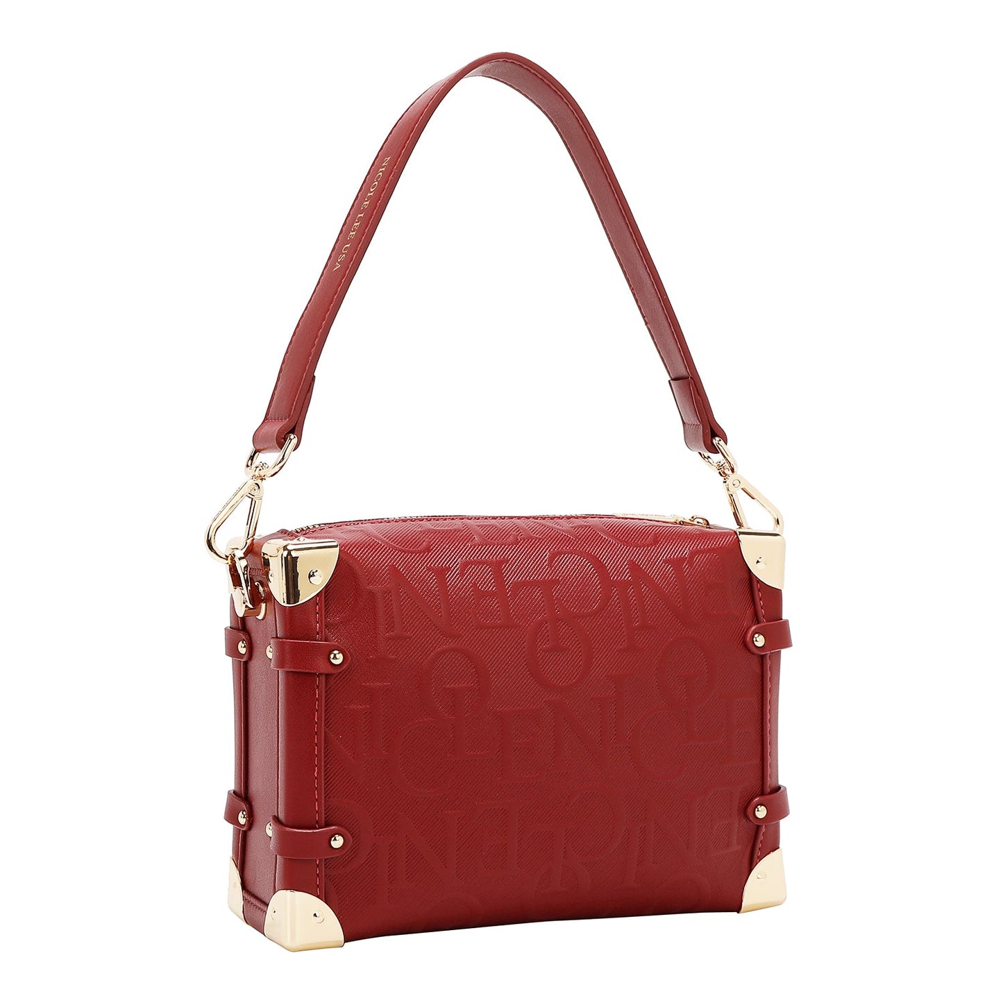BOLSO DE HOMBRO CUADRADO ELEGANCIA EN RELIEVE (ROJO)
