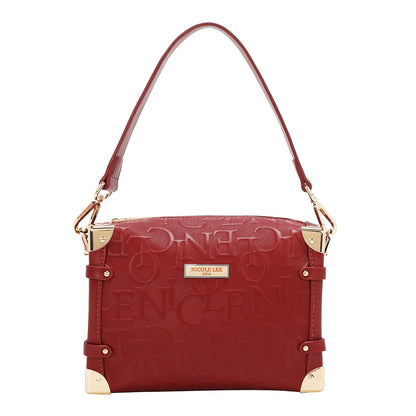 BOLSO DE HOMBRO CUADRADO ELEGANCIA EN RELIEVE (ROJO)