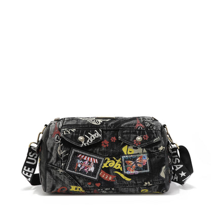 BANDOLERA MENSAJERA DE TELA VAQUERA GRIS