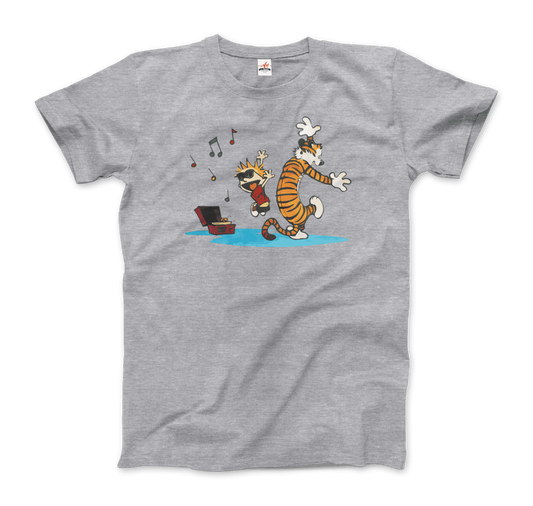 Calvin and Hobbes Dancing with Record Player T-Shirt