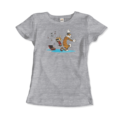 Calvin and Hobbes Dancing with Record Player T-Shirt