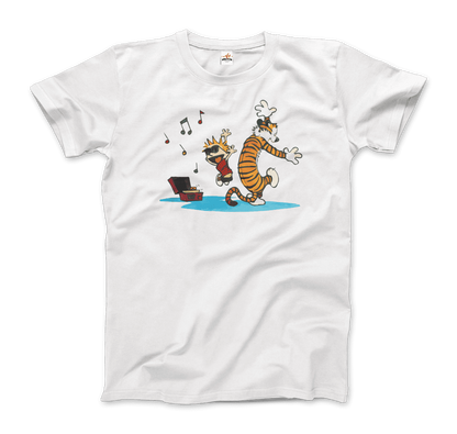 Calvin and Hobbes Dancing with Record Player T-Shirt